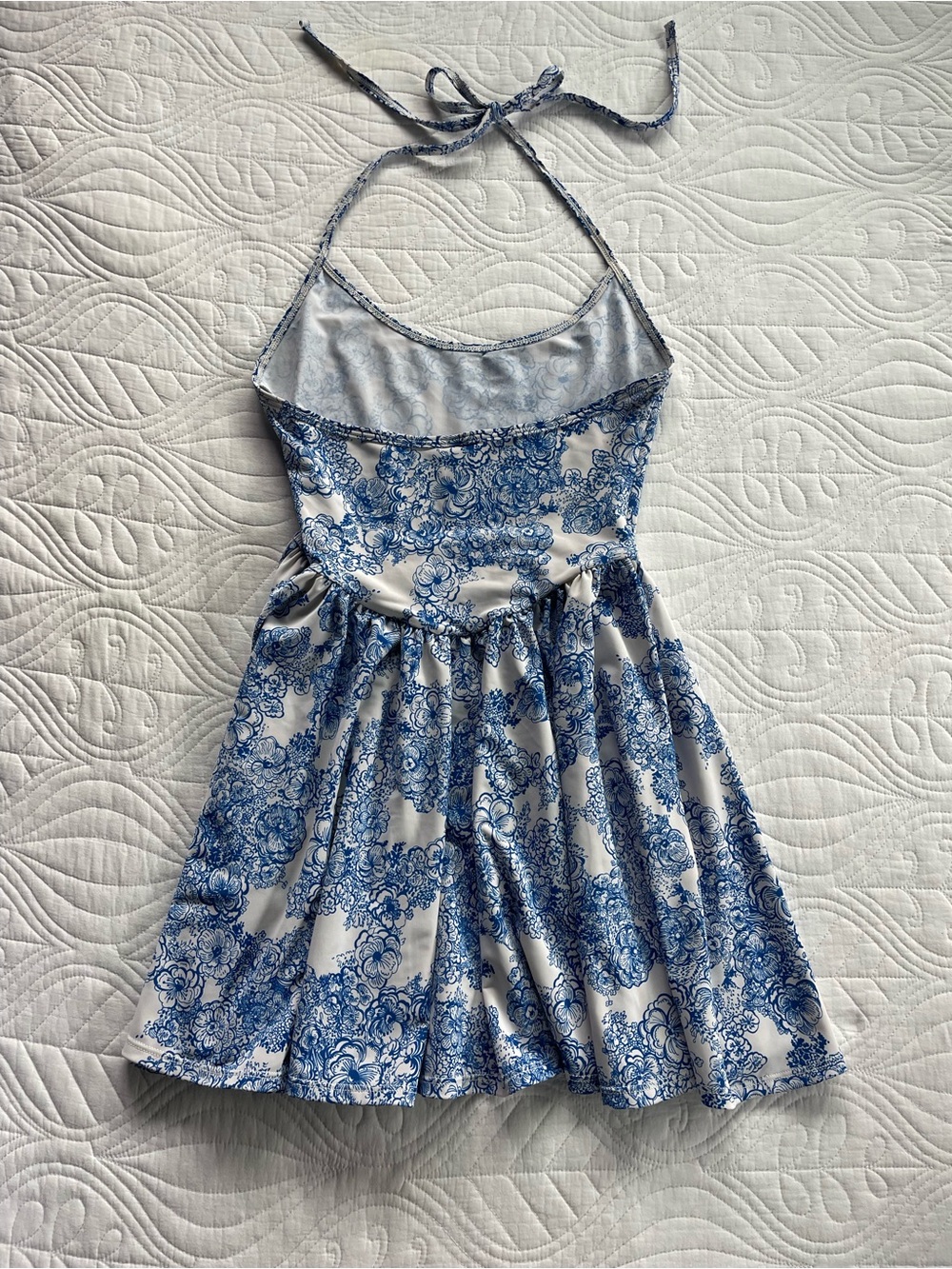 💙Vintage American Apparel White Mini Dress with Blue Floral Print💙 - Picture 3 of 16